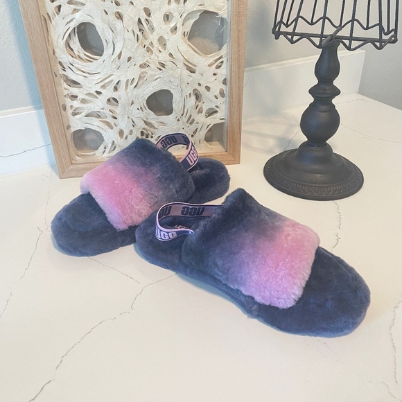 UGG | NWOT Fluff Yeah Ombre Slide Slippers – Kids Size 6 - Picture 3 of 11